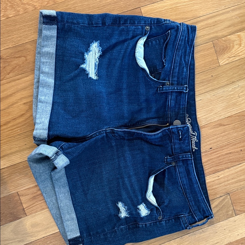 Universal Thread Dark Blue Distressed Jean Shorts